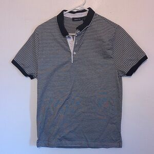 Claiborne Black and White Striped Polo Shirt